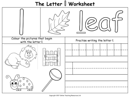 The Letter L - Worksheet