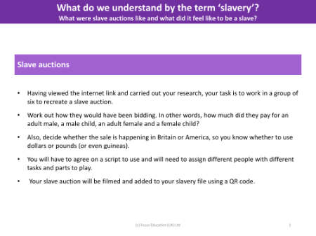 Slave Auctions - Activity - Year 5