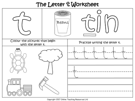 The Letter T - Worksheet