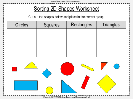 Sorting 2D Shapes - Worksheet