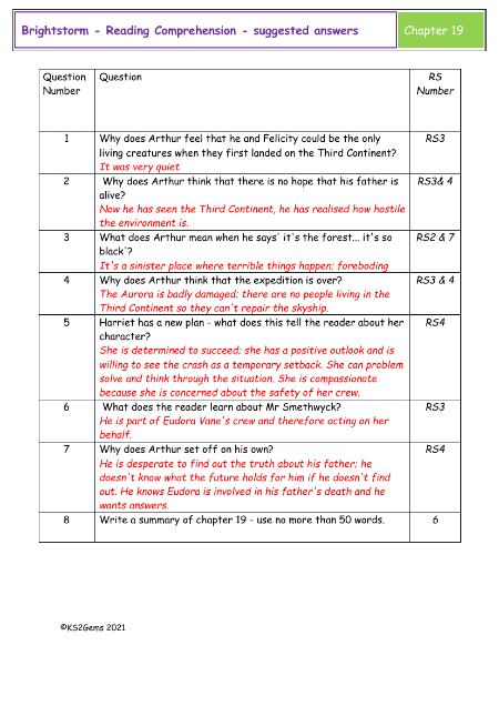 5. Reading Comprehension suggested answers