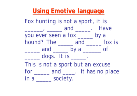 Using Emotive Language Worksheet