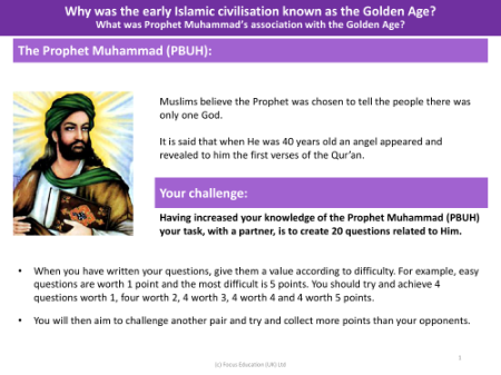 Challenge - Create 20 questions related to Prophet Muhammad (PBUH) - Year 5