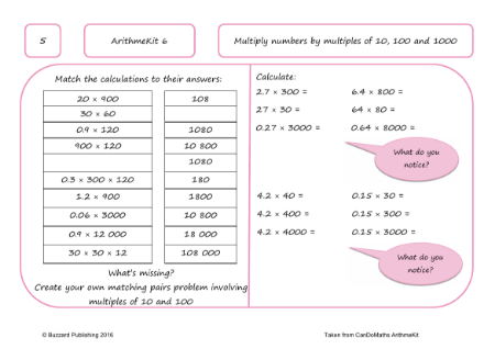 Multiply numbers by multiples of 10, 100 and 1000