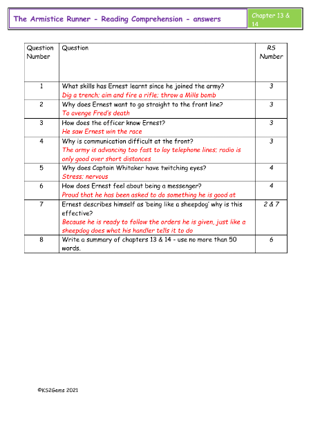 4. Reading Comprehension Answers