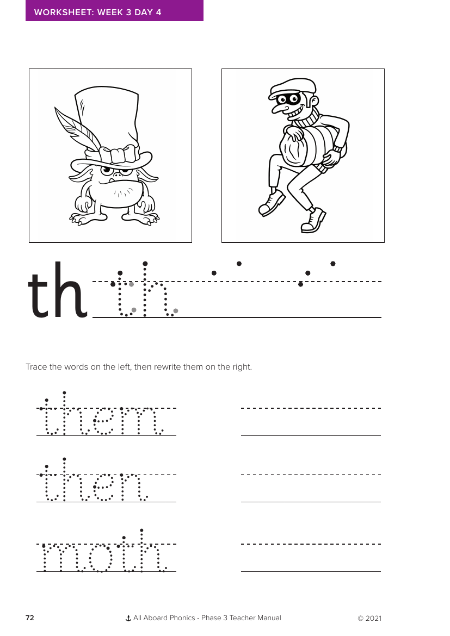 Letter formation - "th"  - Worksheet 