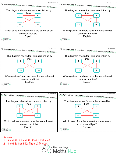 Identify Common Factors, Common Multiples and Prime Numbers 5 - Reasoning