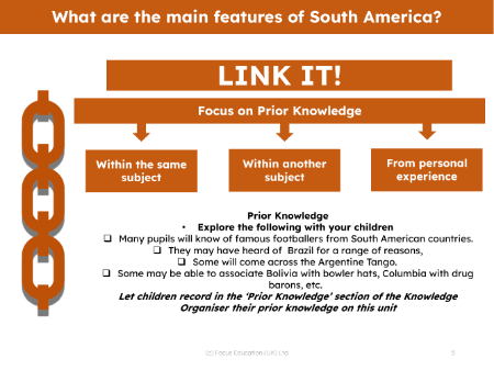 Link it! Prior knowledge - South America - 4th Grade