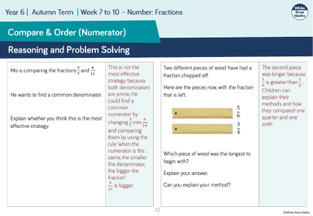 Compare and order (numerator): Reasoning and Problem Solving