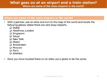 Locate cities with main airports
