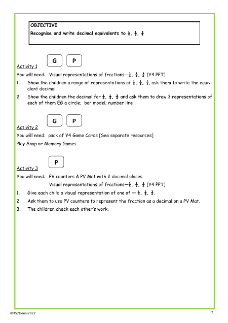 Decimal equivalents to quarters worksheet