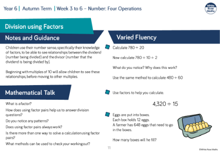 Division using factors: Varied Fluency