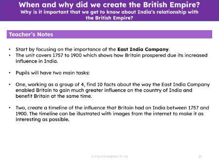 Why is it important we get to know about India's relationship with the British Empire? - Teacher notes