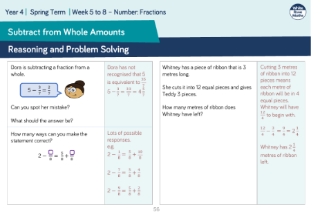 Subtract from whole amounts: Reasoning and Problem Solving