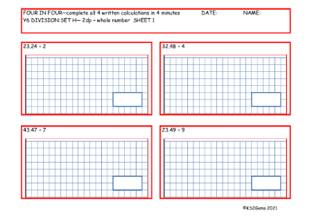 Division Set H 2dp - whole number