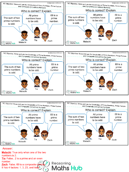 Prime Numbers, Prime Factors and Composite Numbers 3 - Reasoning