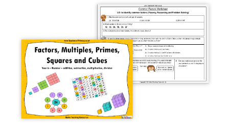 Factors, Multiples, Primes, Squares and Cubes