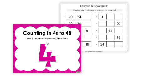 Counting in 4s to 48