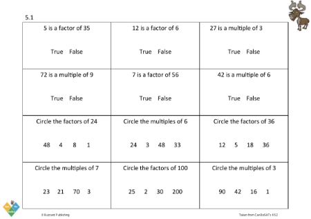 Recognise and use multiples, factors, prime numbers less than 20 and square numbers up to 144 [C5]