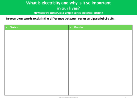 Parallel vs series  - Worksheet