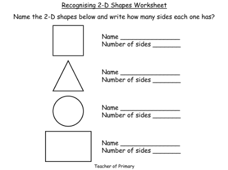 Recognising 2-D Shapes - Worksheet