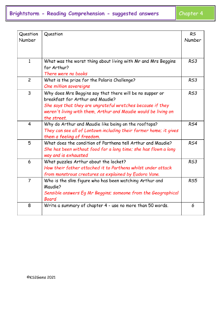 4. Reading Comprehension suggested answers