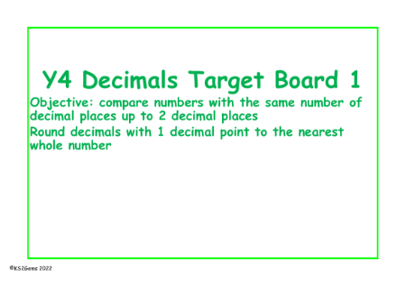 Decimals Target Board 1