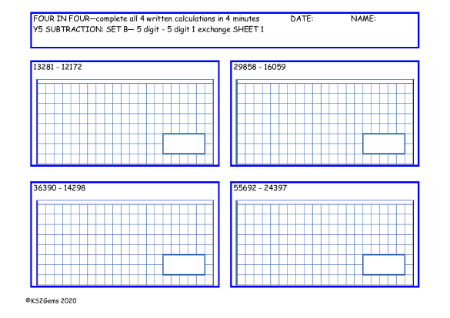 Subtraction Set B - 5d - 5d 1 exchange