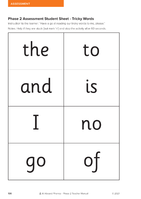 Sounding Out and Blending Assessment sheet - Resource 