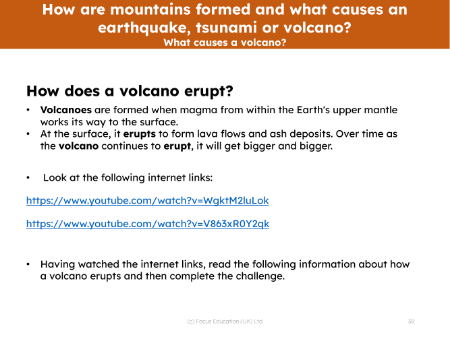 How does a volcano erupt - Info pack