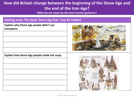 Stone Age cooking - Worksheet