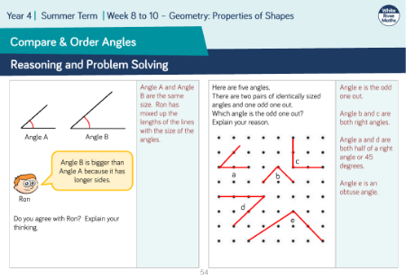 Compare &amp; Order Angles: Reasoning and Problem Solving