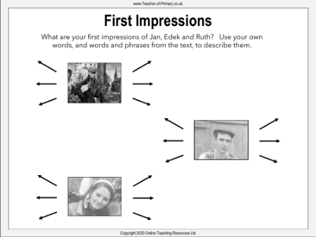 The Silver Sword - Lesson 4 - First Impressions Worksheet