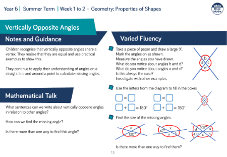 Vertically Opposite Angles: Varied Fluency