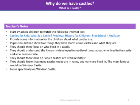 What is a castle? - Teacher notes
