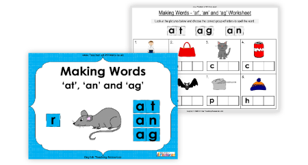 Making Words - 'at', 'an' and 'ag'
