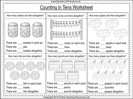 Counting in Tens - Worksheet