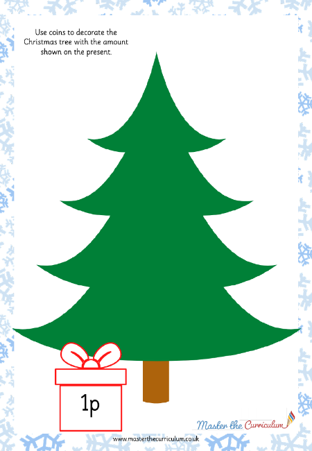 Christmas Money Tree to 10p - Practical Maths Activity