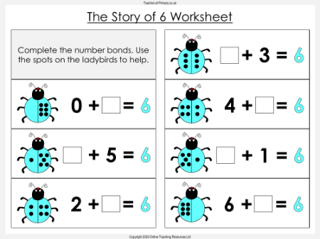 Number Bonds - The Story of 6 - Worksheet