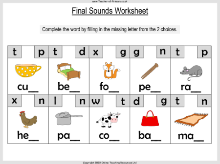 Final Sounds - Worksheet