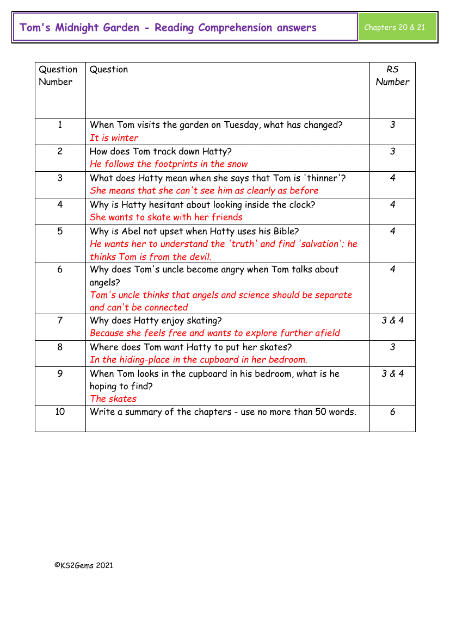 4. Reading Comprehension answers