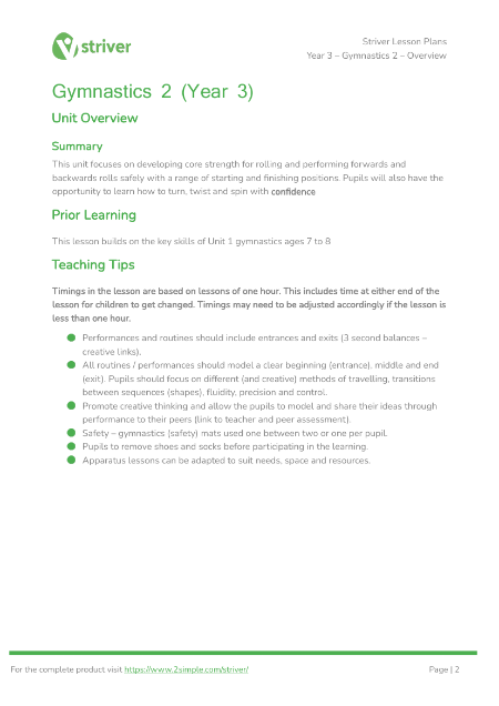 Gymnastics 2 - Unit Overview