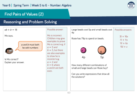 Find Pairs of Values (2): Reasoning and Problem Solving