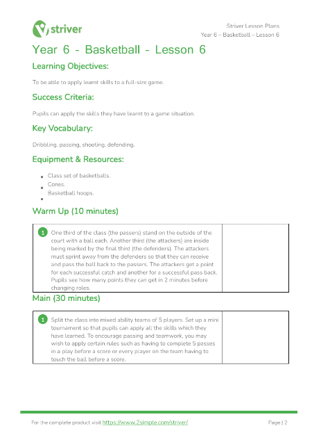 Basketball - Lesson 6