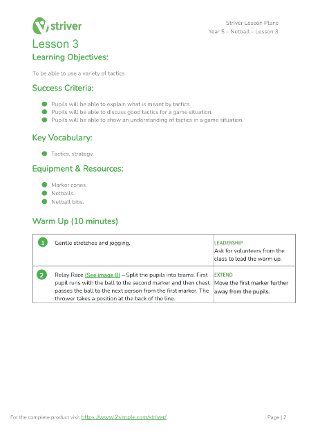 Netball - Lesson 3