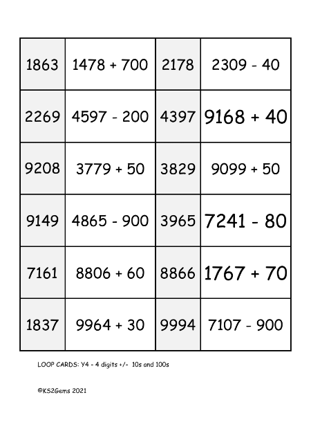 Adding and Subtracting 10s and 100s