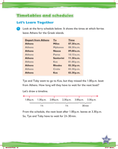 Max Maths, Year 4, Learn together, Timetables and schedules (1)