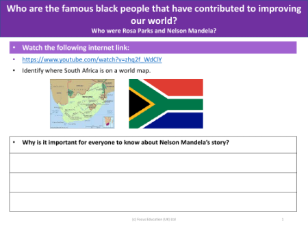 Why is it so important for everyone to know about Nelson Mandela's story? - Worksheet - Year 2