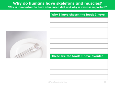 Foods I've chosen and avoided - Worksheet