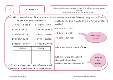 Subtract numbers with more than 4 digits using efficient written or mental methods